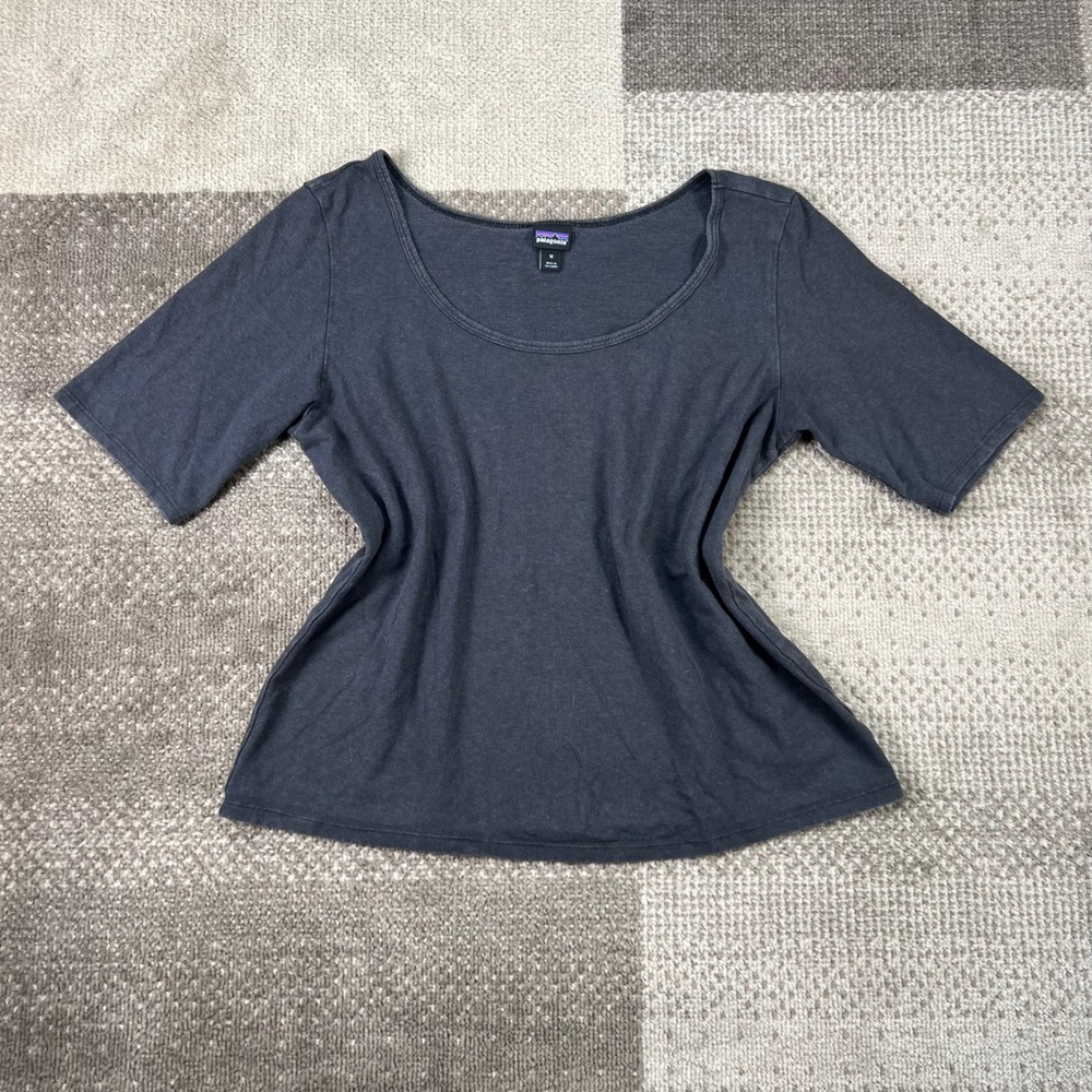 Patagonia Womens M Gray Scoop Neck Short Sleeve T-Shirt Organic Cotton Blend
